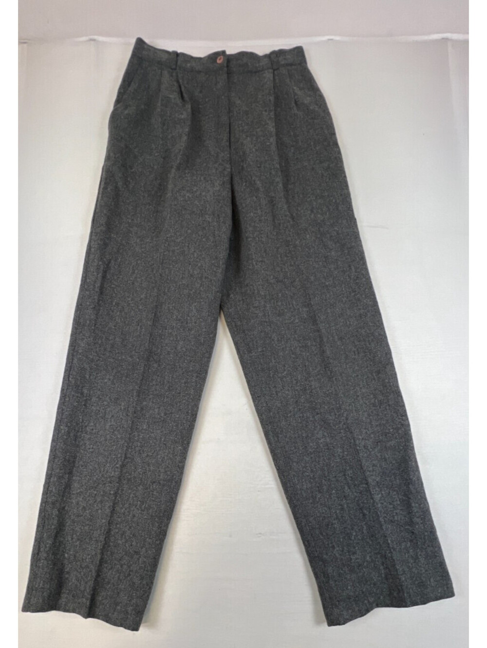 Vintage Worthington Womens 12 Gray 100% Wool Made in USA Tailored Dress Pants